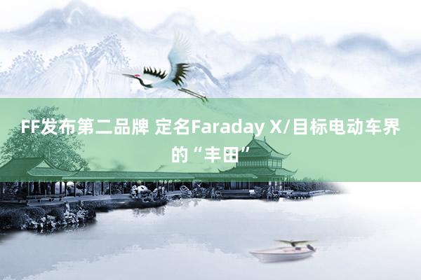 FF发布第二品牌 定名Faraday X/目标电动车界的“丰田”
