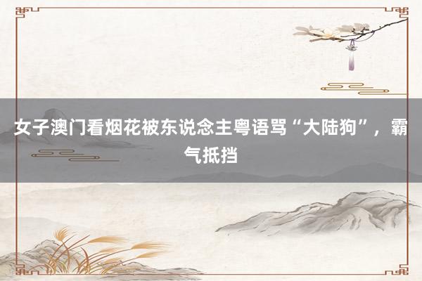 女子澳门看烟花被东说念主粤语骂“大陆狗”，霸气抵挡