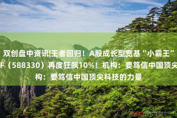 双创盘中资讯|王者回归！A股成长型宽基“小霸王”双创龙头ETF（588330）再度狂飙10%！机构：要笃信中国顶尖科技的力量