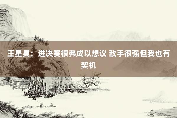 王星昊：进决赛很弗成以想议 敌手很强但我也有契机
