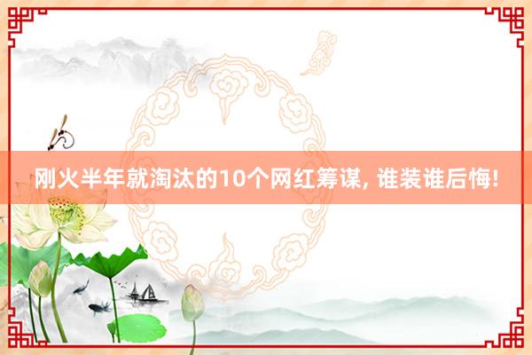 刚火半年就淘汰的10个网红筹谋, 谁装谁后悔!