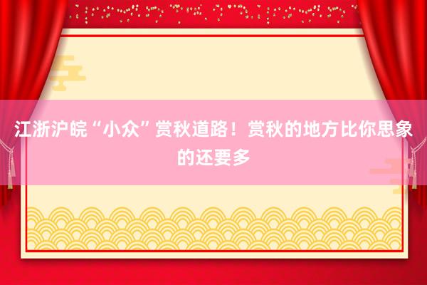 江浙沪皖“小众”赏秋道路！赏秋的地方比你思象的还要多